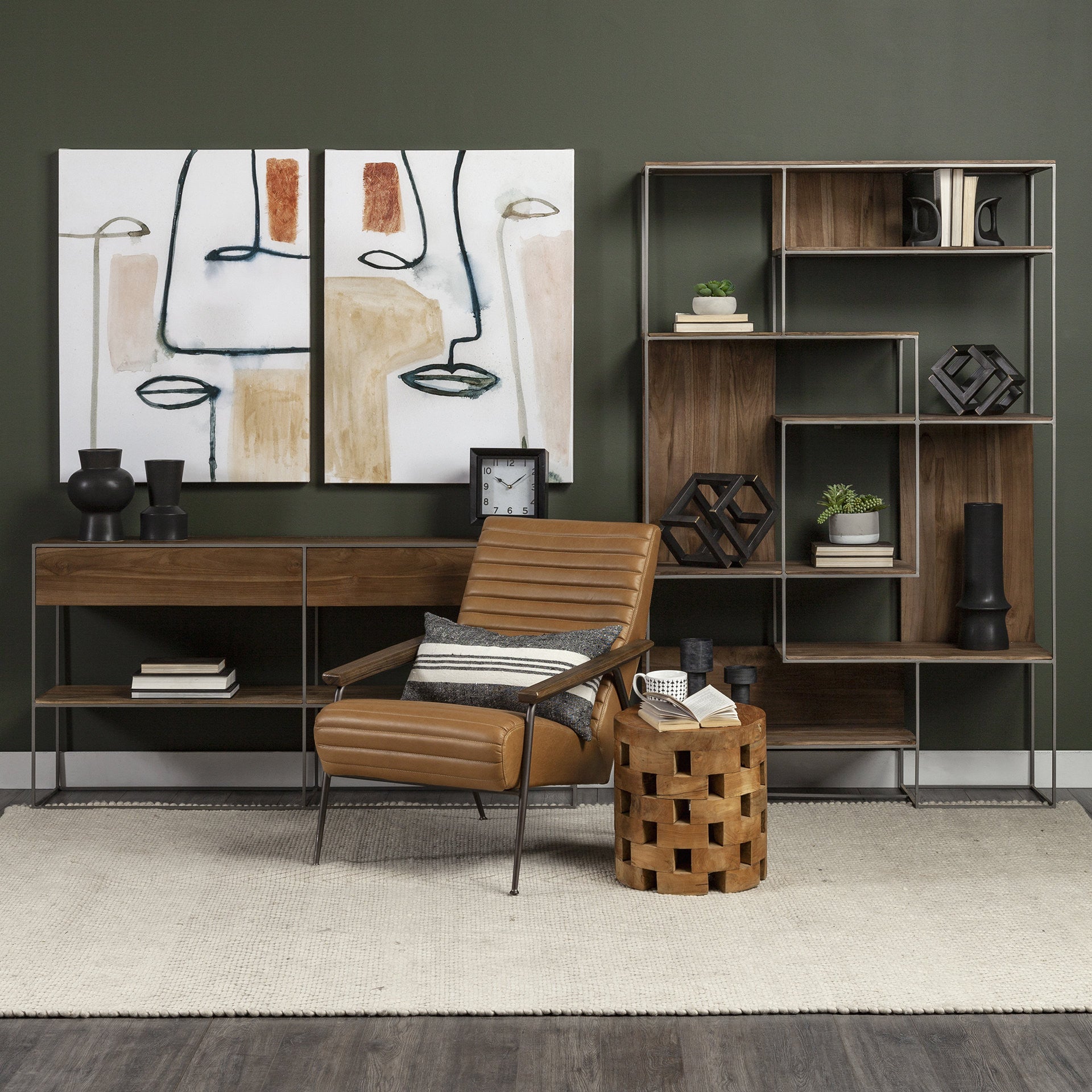 Brown Wood and Silver Metal Frame with 6 Shelf Shelving Unit By Homeroots | Shelves & Shelving Units | Modishstore