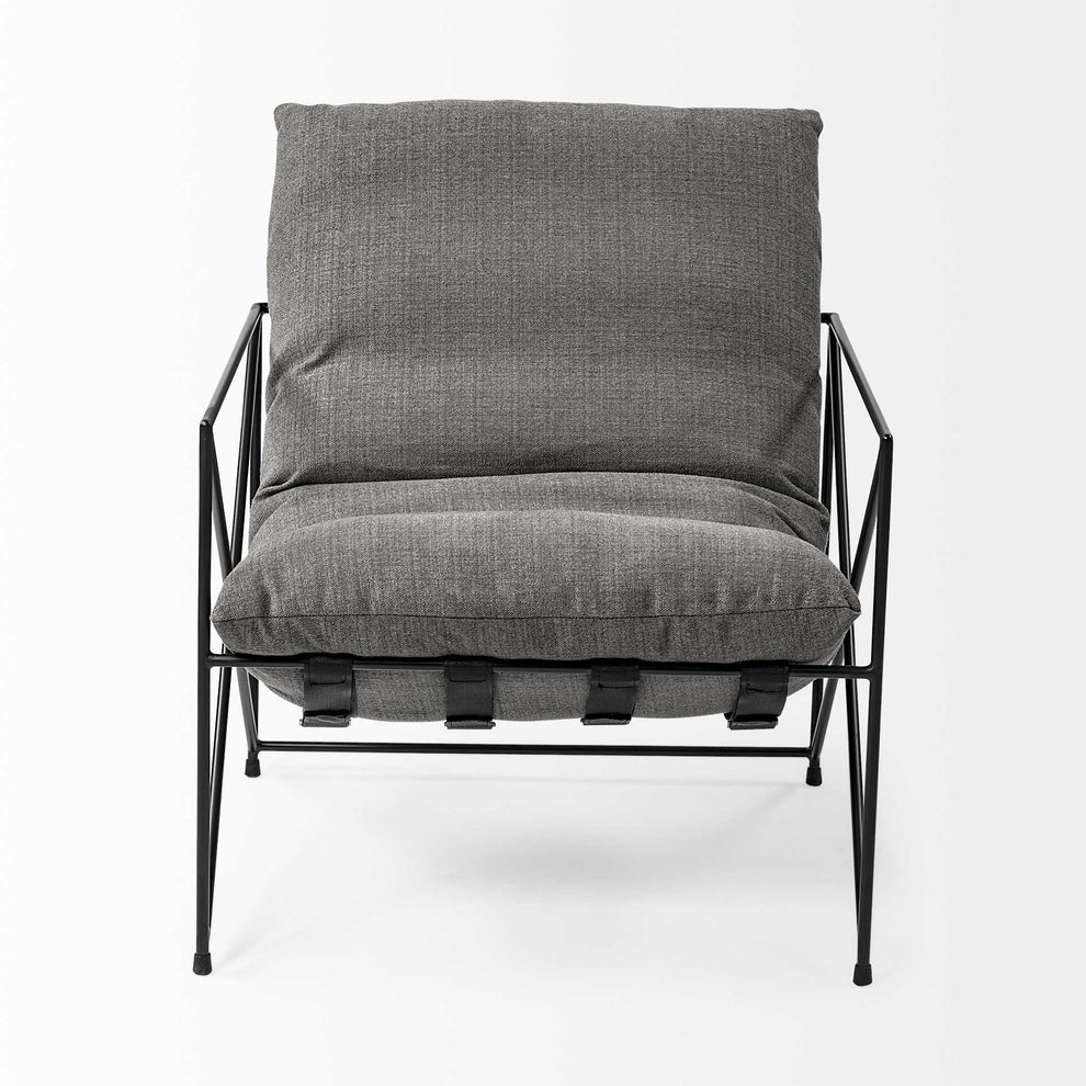 Grey Fabric Wrap Accent Chair with Black Metal Frame By Homeroots | Accent Chairs | Modishstore - 3