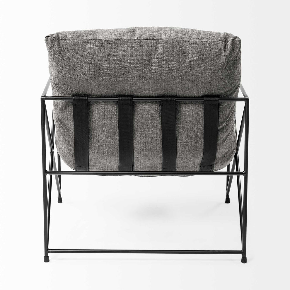 Grey Fabric Wrap Accent Chair with Black Metal Frame By Homeroots | Accent Chairs | Modishstore - 5