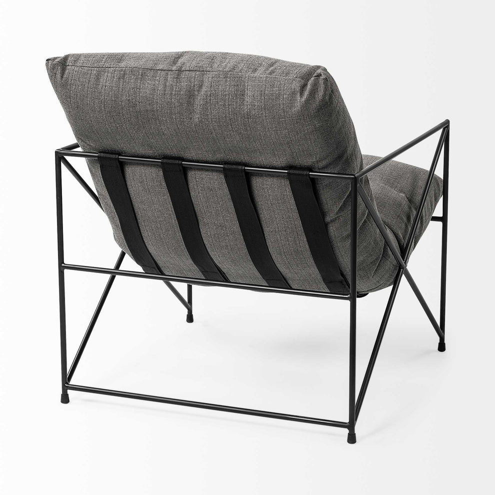 Grey Fabric Wrap Accent Chair with Black Metal Frame By Homeroots | Accent Chairs | Modishstore - 6
