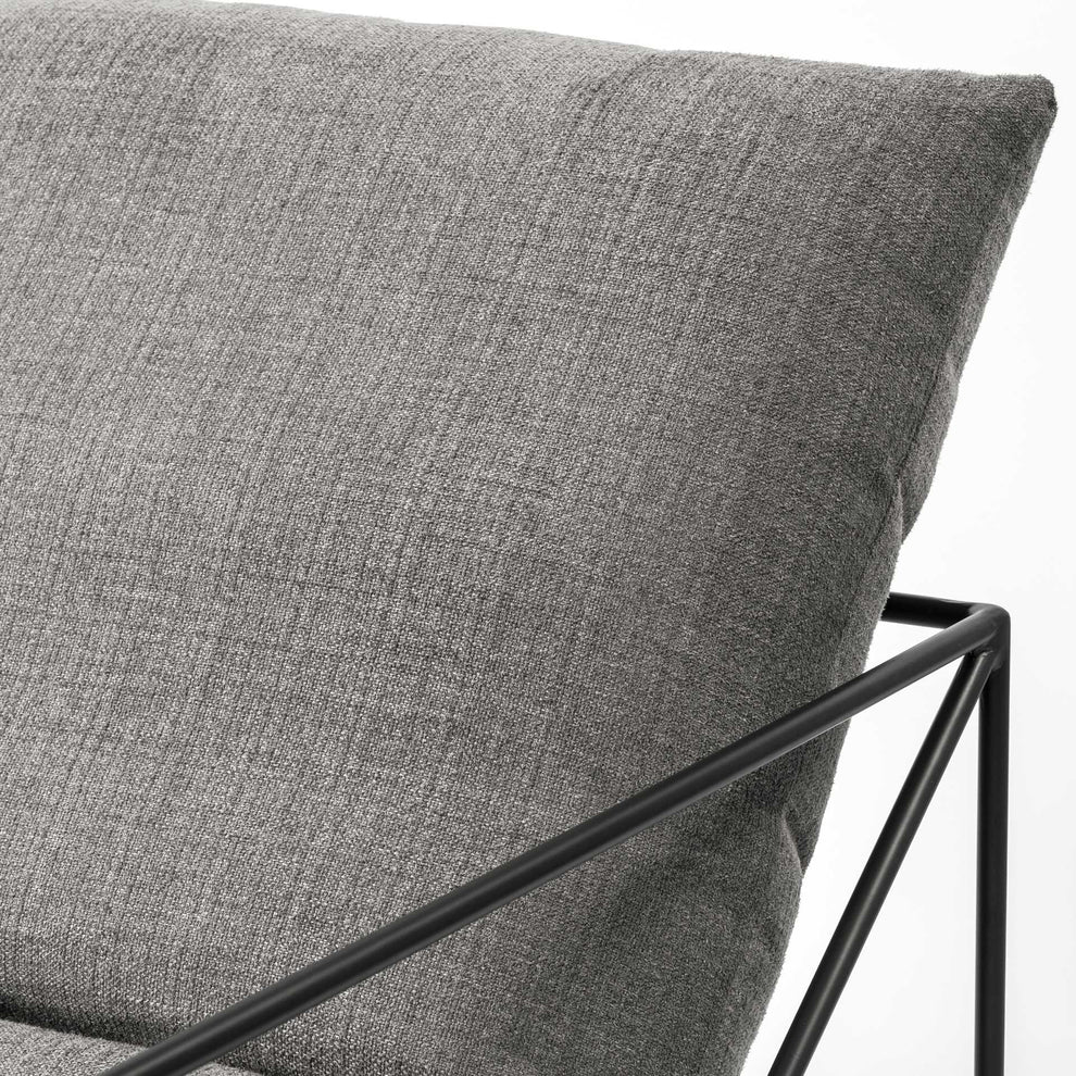 Grey Fabric Wrap Accent Chair with Black Metal Frame By Homeroots | Accent Chairs | Modishstore - 7