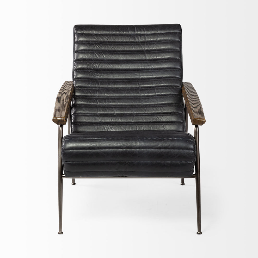 37" Black And Brown Faux Leather Lounge Chair By Homeroots | Armchairs | Modishstore - 2