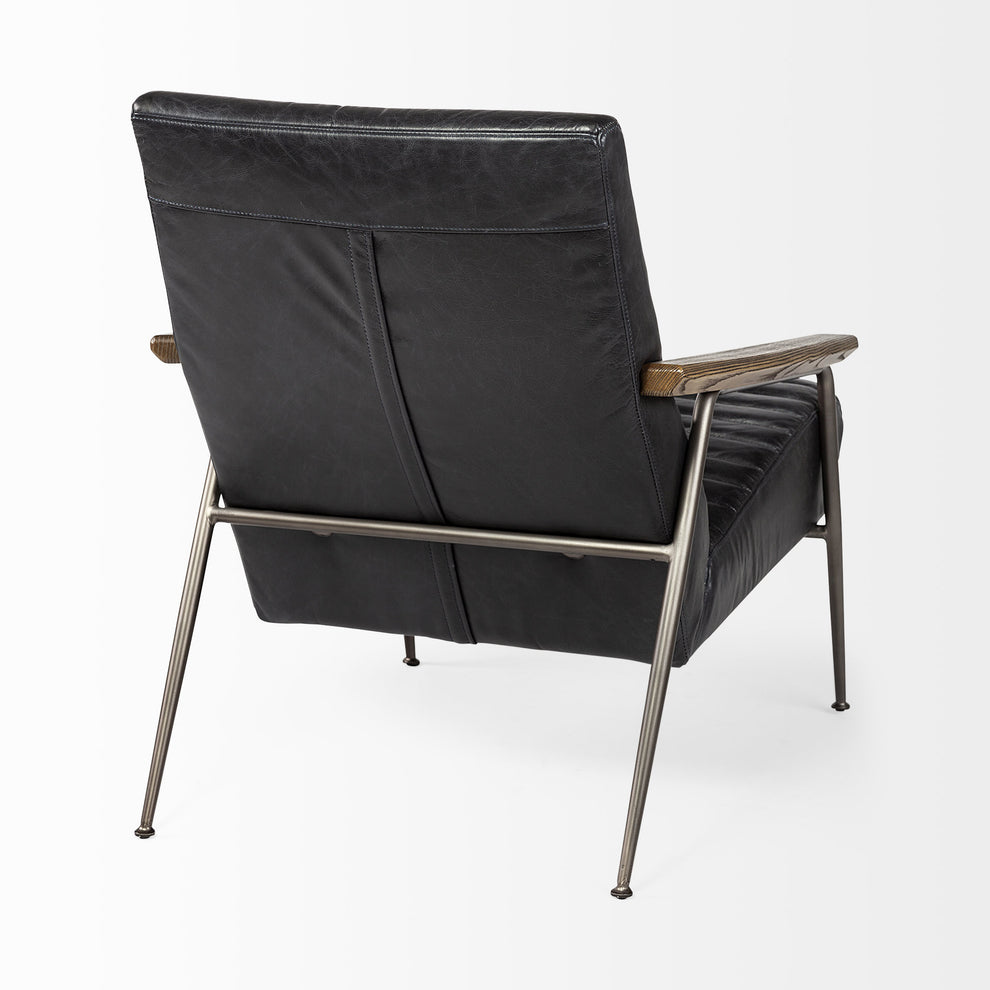 37" Black And Brown Faux Leather Lounge Chair By Homeroots | Armchairs | Modishstore - 5