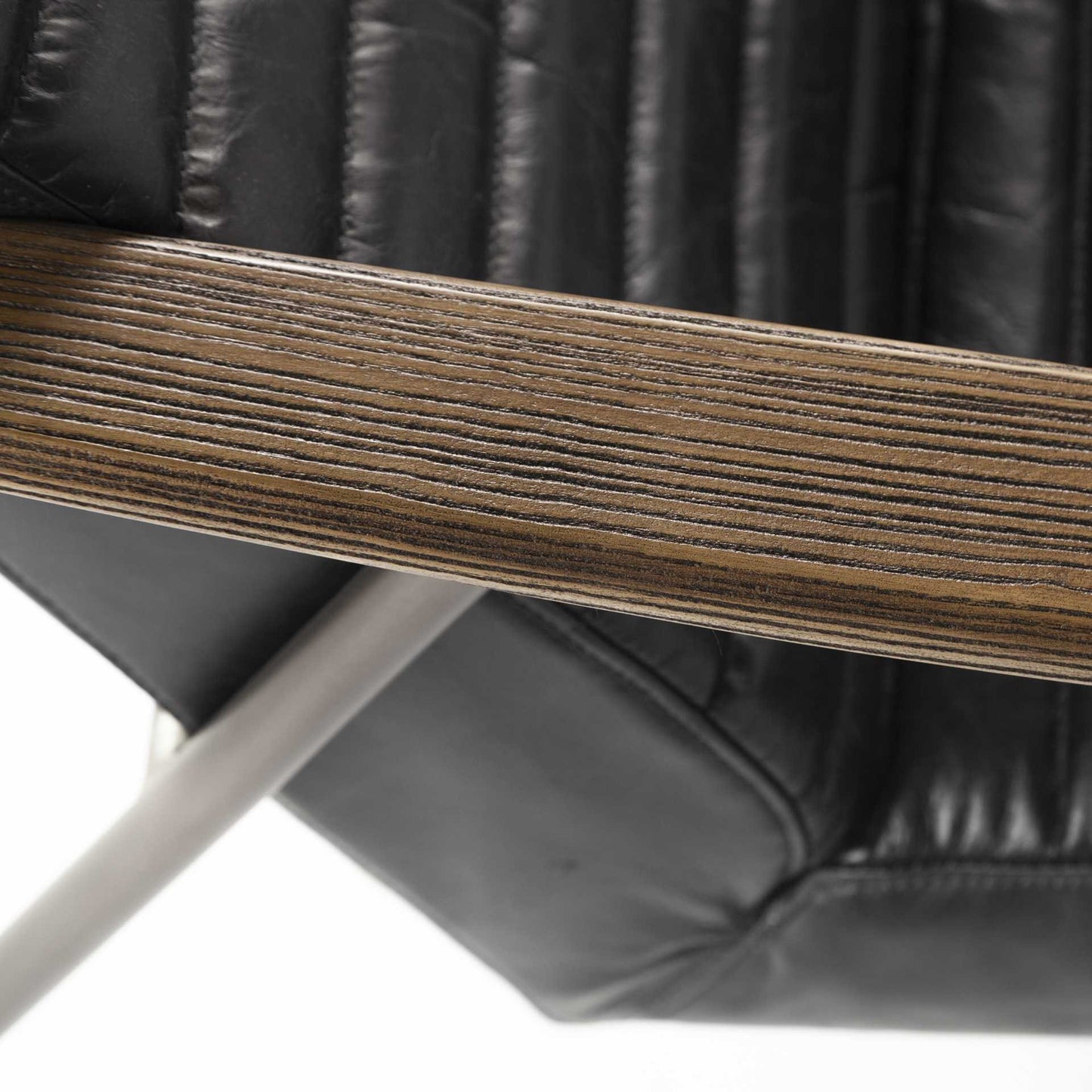 37" Black And Brown Faux Leather Lounge Chair By Homeroots | Armchairs | Modishstore - 6