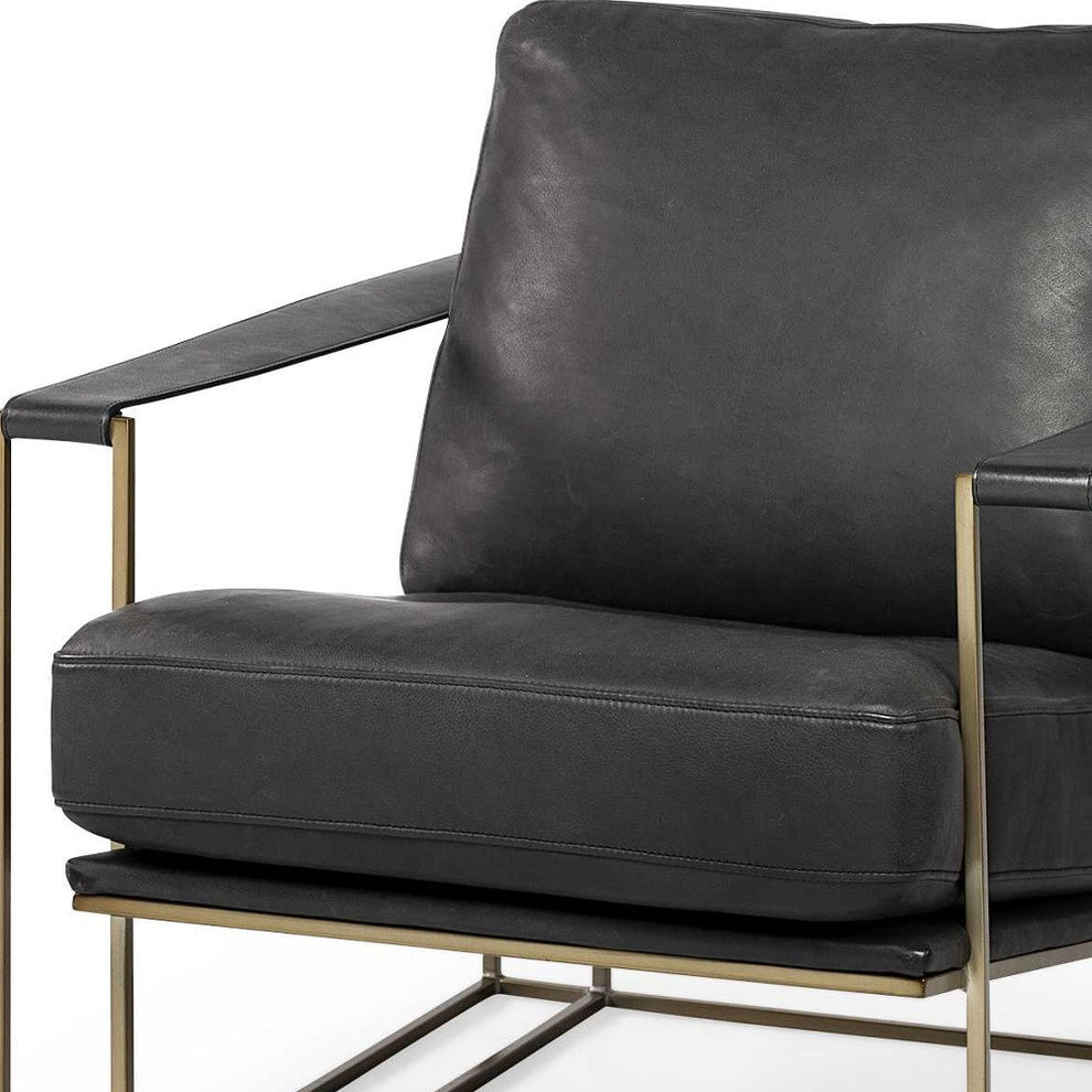 34" Black And Pearl Faux Leather Distressed Arm Chair By Homeroots | Armchairs | Modishstore - 8