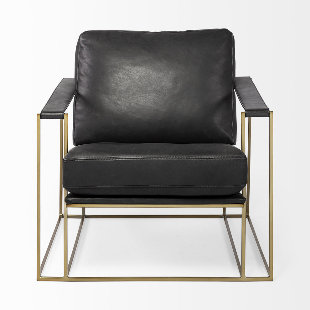 34" Black And Pearl Faux Leather Distressed Arm Chair By Homeroots | Armchairs | Modishstore - 2