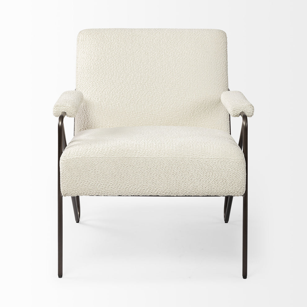 Off White Fabric Wrap Accent Chair with Metal Frame By Homeroots | Accent Chairs | Modishstore - 3