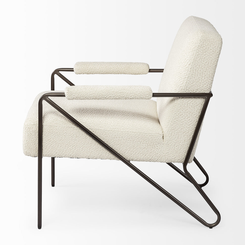 Off White Fabric Wrap Accent Chair with Metal Frame By Homeroots | Accent Chairs | Modishstore - 4
