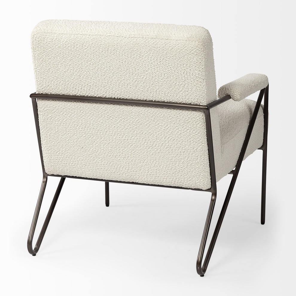 Off White Fabric Wrap Accent Chair with Metal Frame By Homeroots | Accent Chairs | Modishstore - 6