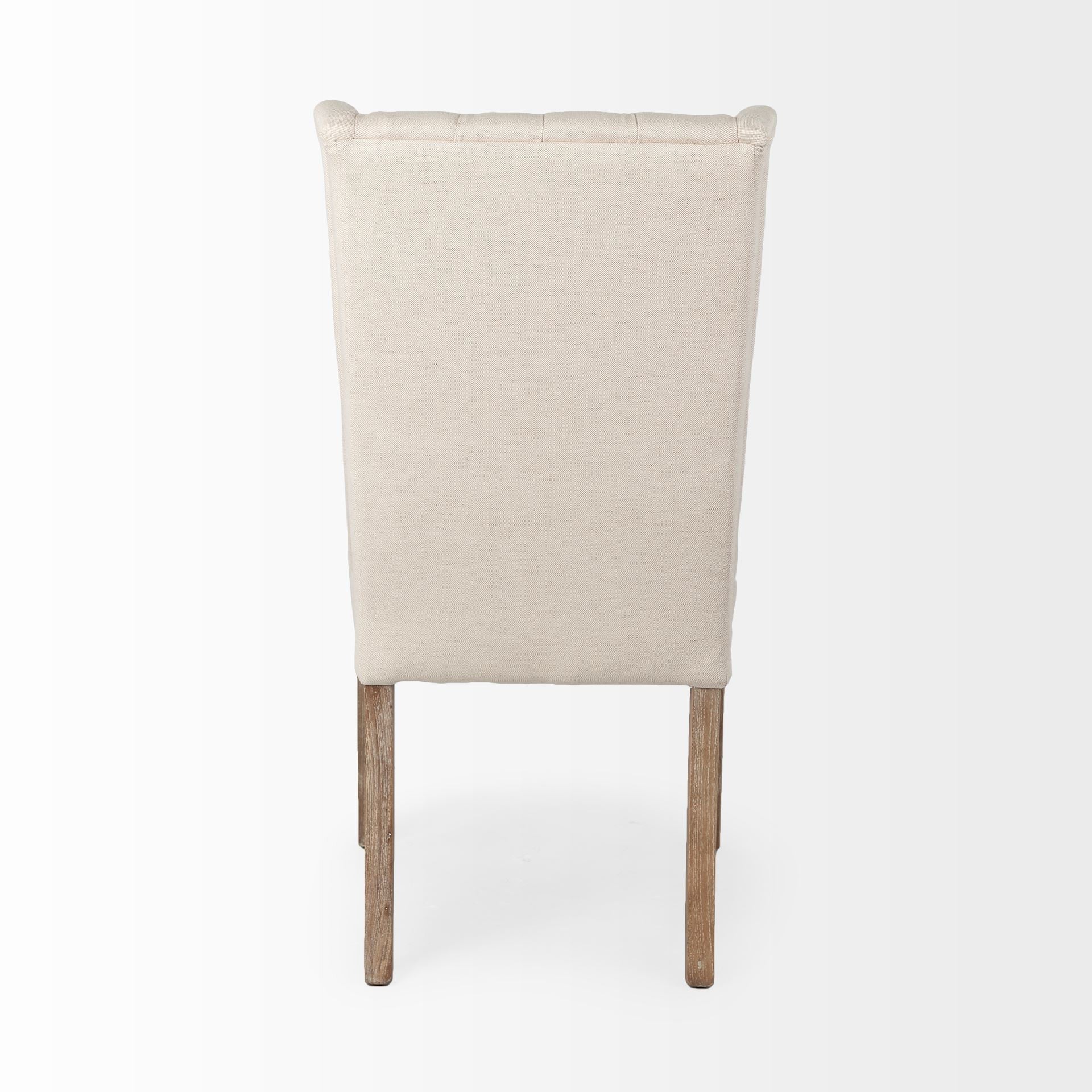 Cream Plush Linen Covering With Ash Solid Wood Base Dining Chair By Homeroots | Dining Chairs | Modishstore - 4