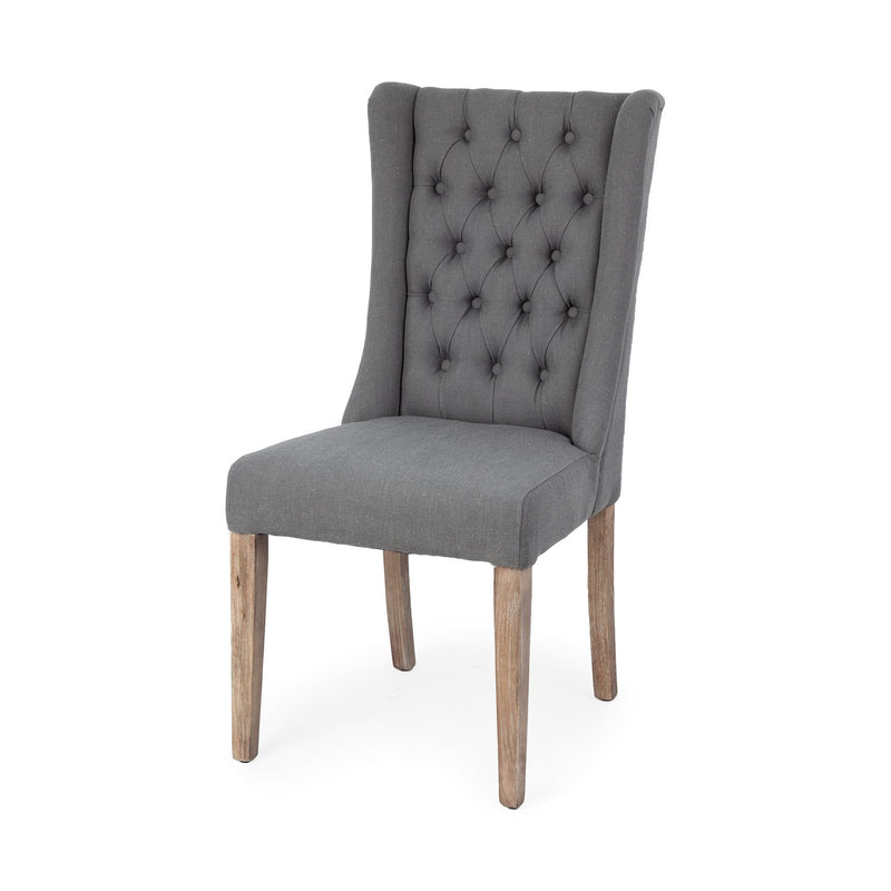 Gray Plush Linen Covering With Ash Solid Wood Base Dining Chair By Homeroots | Dining Chairs | Modishstore