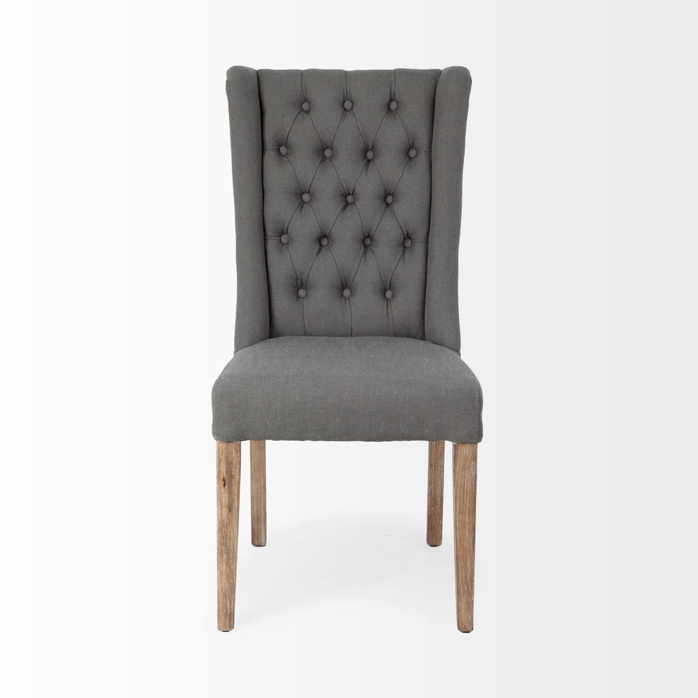 Gray Plush Linen Covering With Ash Solid Wood Base Dining Chair By Homeroots | Dining Chairs | Modishstore - 2