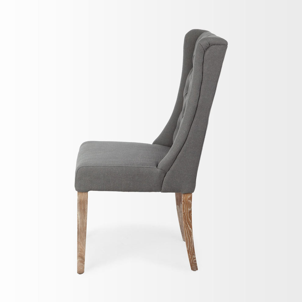 Gray Plush Linen Covering With Ash Solid Wood Base Dining Chair By Homeroots | Dining Chairs | Modishstore - 3