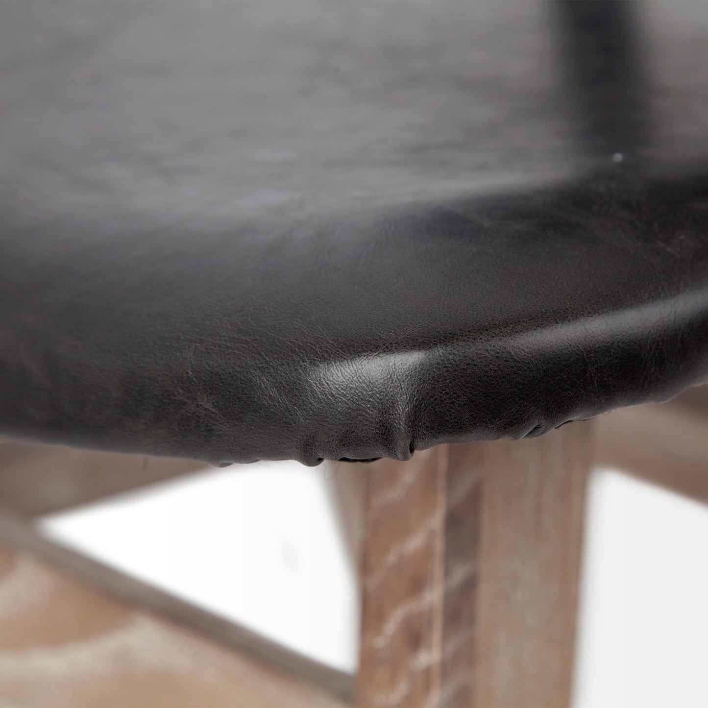 Black Faux Leather Wrap Brown Solid Wood With Iron Base Dining Chair By Homeroots | Dining Chairs | Modishstore - 6