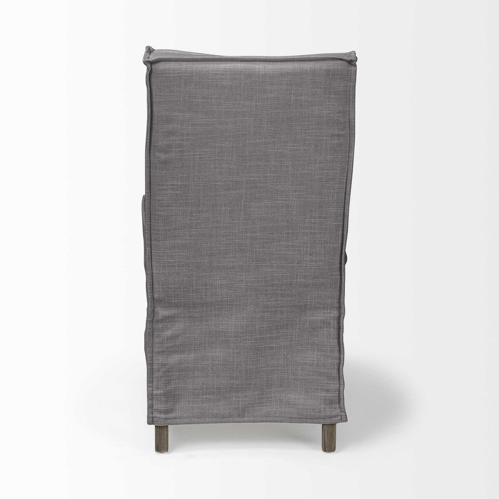 Grey Fabric Slip Cover With Brown Wooden Base Dining Chair By Homeroots | Dining Chairs | Modishstore - 6