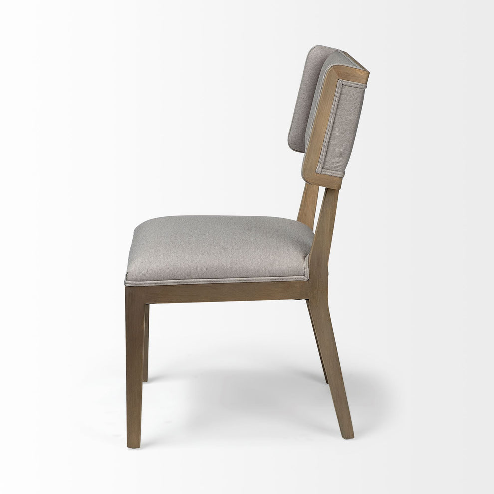 Grey Fabric Wrap With Brown Wooden Base Dining Chair By Homeroots | Dining Chairs | Modishstore - 4