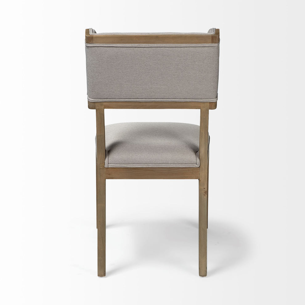 Grey Fabric Wrap With Brown Wooden Base Dining Chair By Homeroots | Dining Chairs | Modishstore - 5
