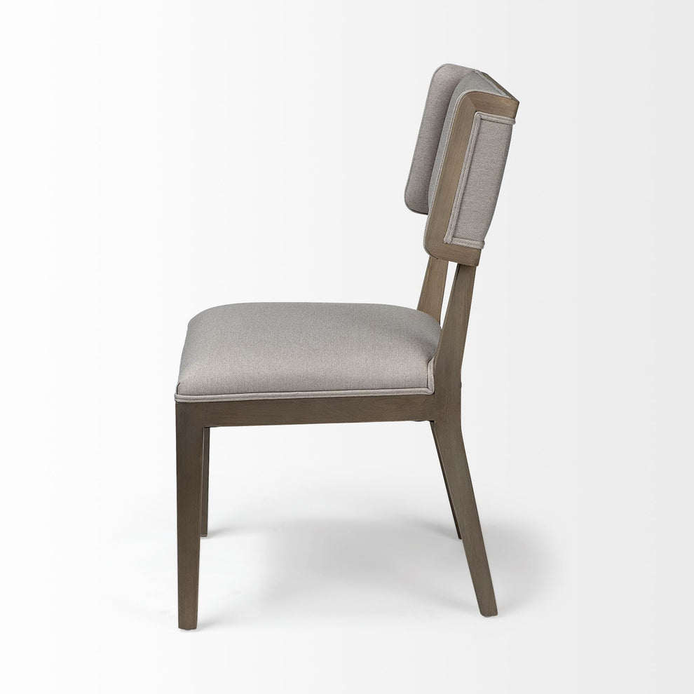 Grey Fabric Wrap With Brown Wooden Base Dining Chair By Homeroots | Dining Chairs | Modishstore - 11