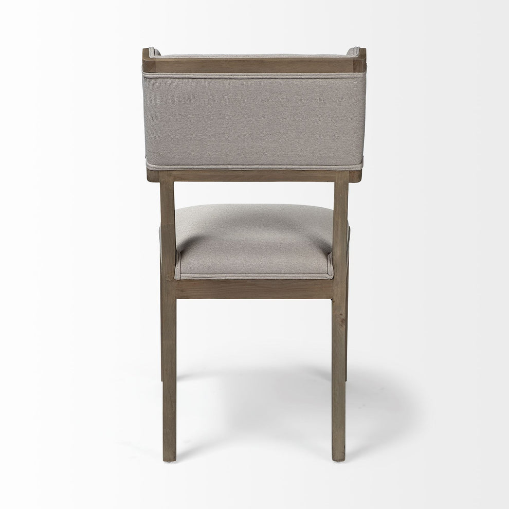 Grey Fabric Wrap With Brown Wooden Base Dining Chair By Homeroots | Dining Chairs | Modishstore - 12