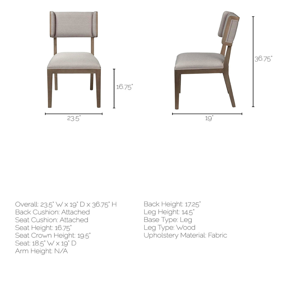 Grey Fabric Wrap With Brown Wooden Base Dining Chair By Homeroots | Dining Chairs | Modishstore - 16
