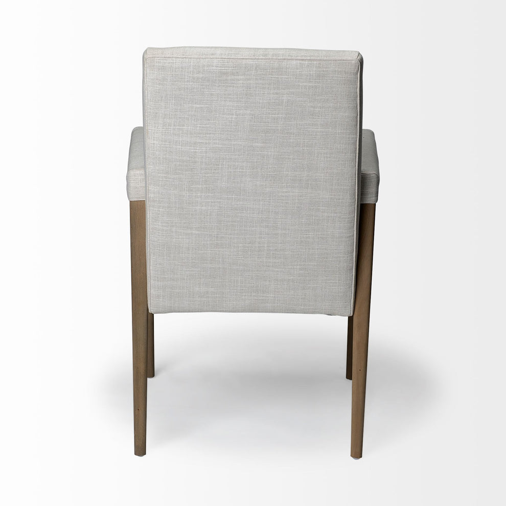 Cream Fabric Wrap With Brown Wood Frame Dining Chair By Homeroots | Dining Chairs | Modishstore - 4