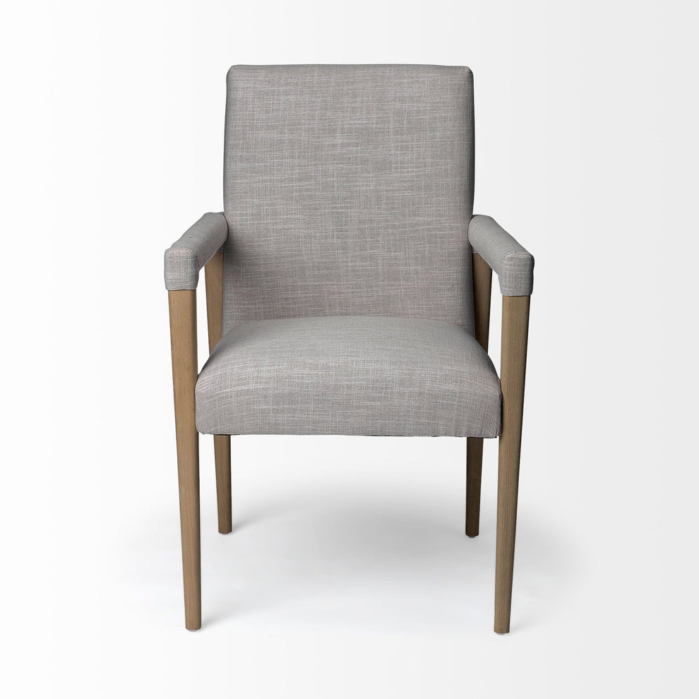 Grey Fabric Wrap With Brown Wooden Frame Dining Chair By Homeroots | Dining Chairs | Modishstore - 4