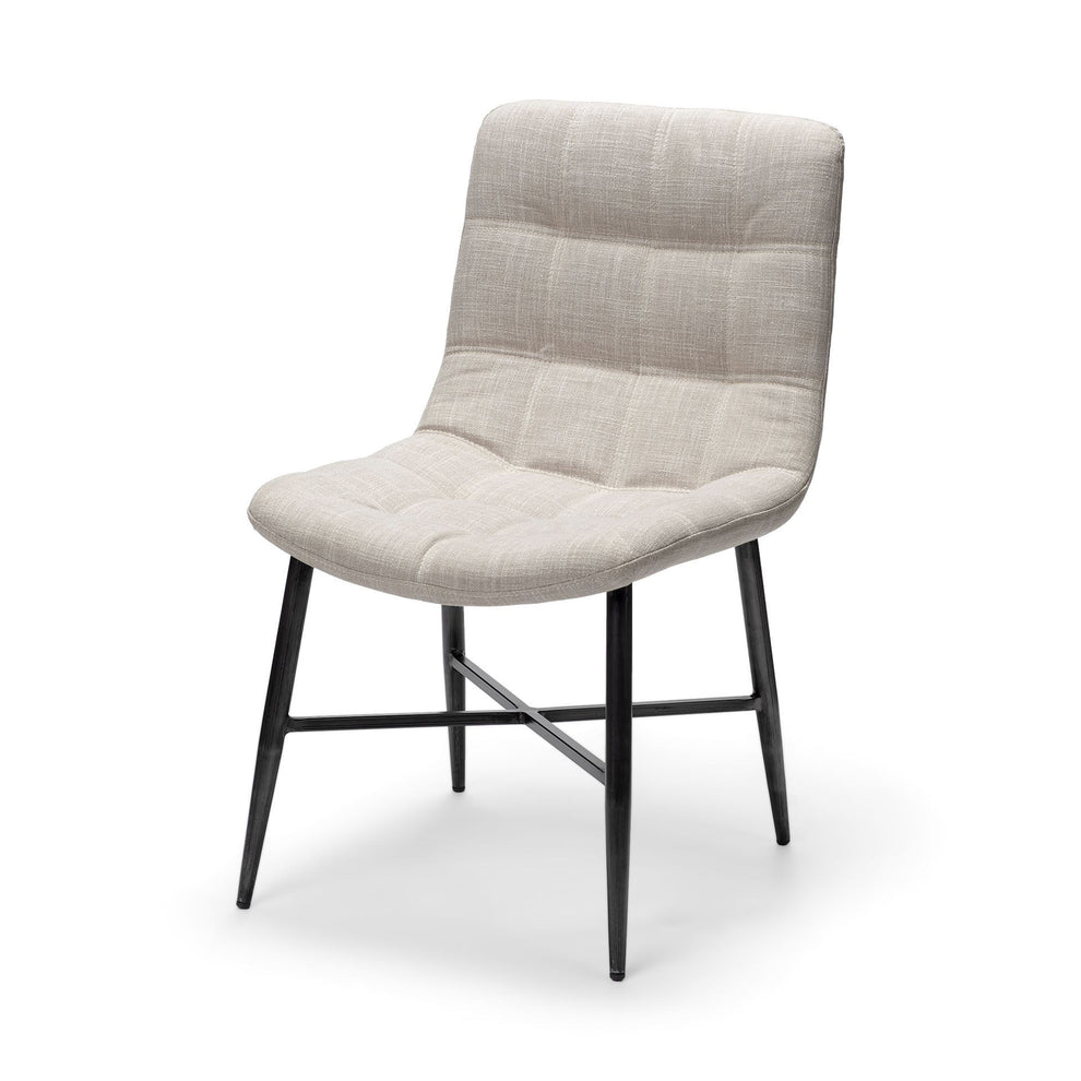 Cream Fabric Wrap With Black Metal Frame Dining Chair By Homeroots | Dining Chairs | Modishstore - 2
