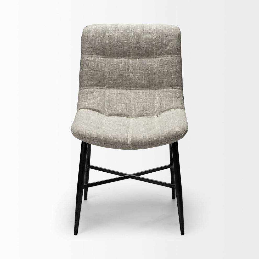 Cream Fabric Wrap With Black Metal Frame Dining Chair By Homeroots | Dining Chairs | Modishstore - 3
