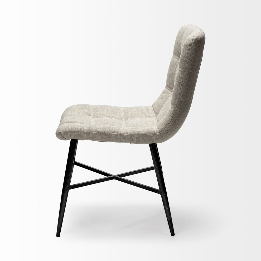 Cream Fabric Wrap With Black Metal Frame Dining Chair By Homeroots | Dining Chairs | Modishstore - 4