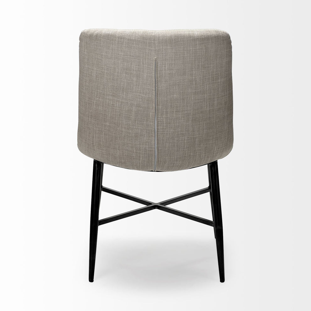 Cream Fabric Wrap With Black Metal Frame Dining Chair By Homeroots | Dining Chairs | Modishstore - 5