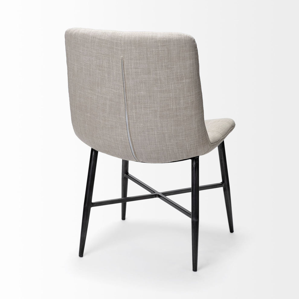 Cream Fabric Wrap With Black Metal Frame Dining Chair By Homeroots | Dining Chairs | Modishstore - 6