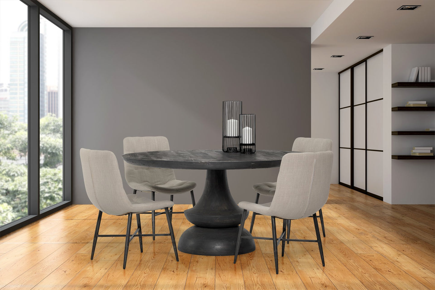 Cream Fabric Wrap With Black Metal Frame Dining Chair By Homeroots | Dining Chairs | Modishstore