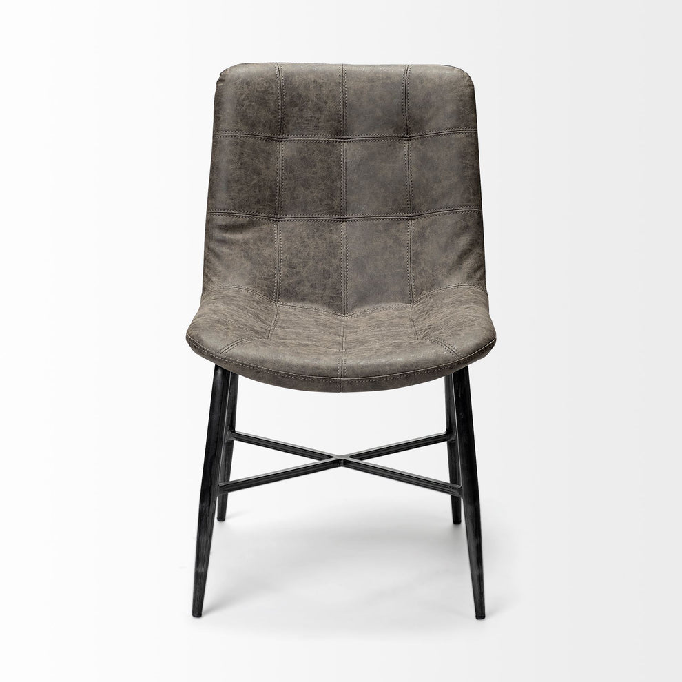 Cream Fabric Wrap With Black Metal Frame Dining Chair By Homeroots | Dining Chairs | Modishstore - 10