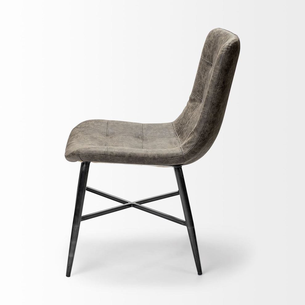 Cream Fabric Wrap With Black Metal Frame Dining Chair By Homeroots | Dining Chairs | Modishstore - 11