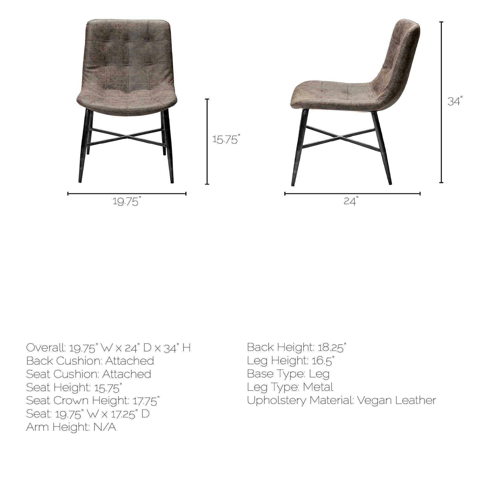 Cream Fabric Wrap With Black Metal Frame Dining Chair By Homeroots | Dining Chairs | Modishstore - 16