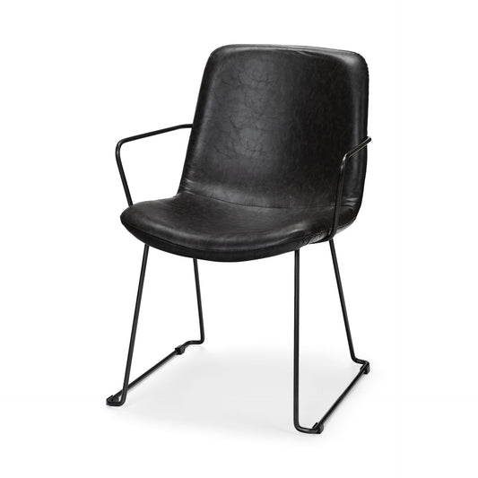 Black Faux Leather With Seat Black Iron Frame Dining Chair By Homeroots | Dining Chairs | Modishstore