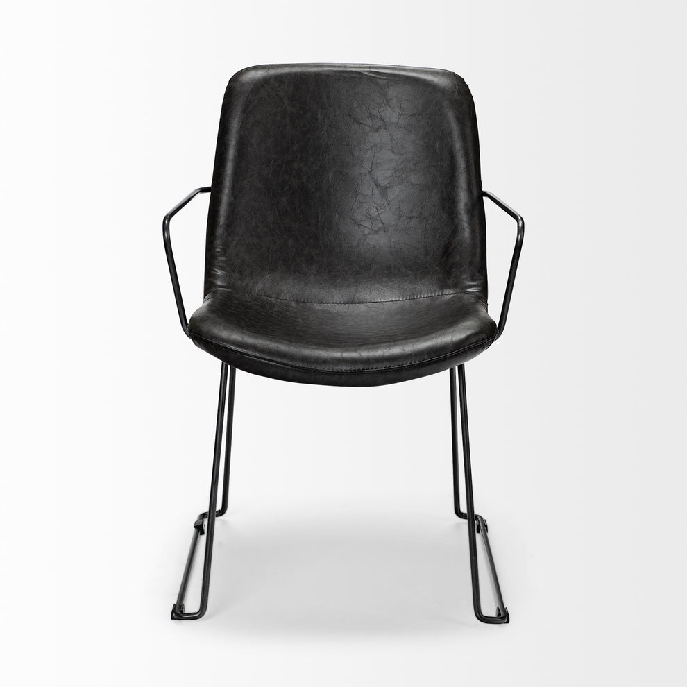 Black Faux Leather With Seat Black Iron Frame Dining Chair By Homeroots | Dining Chairs | Modishstore - 2