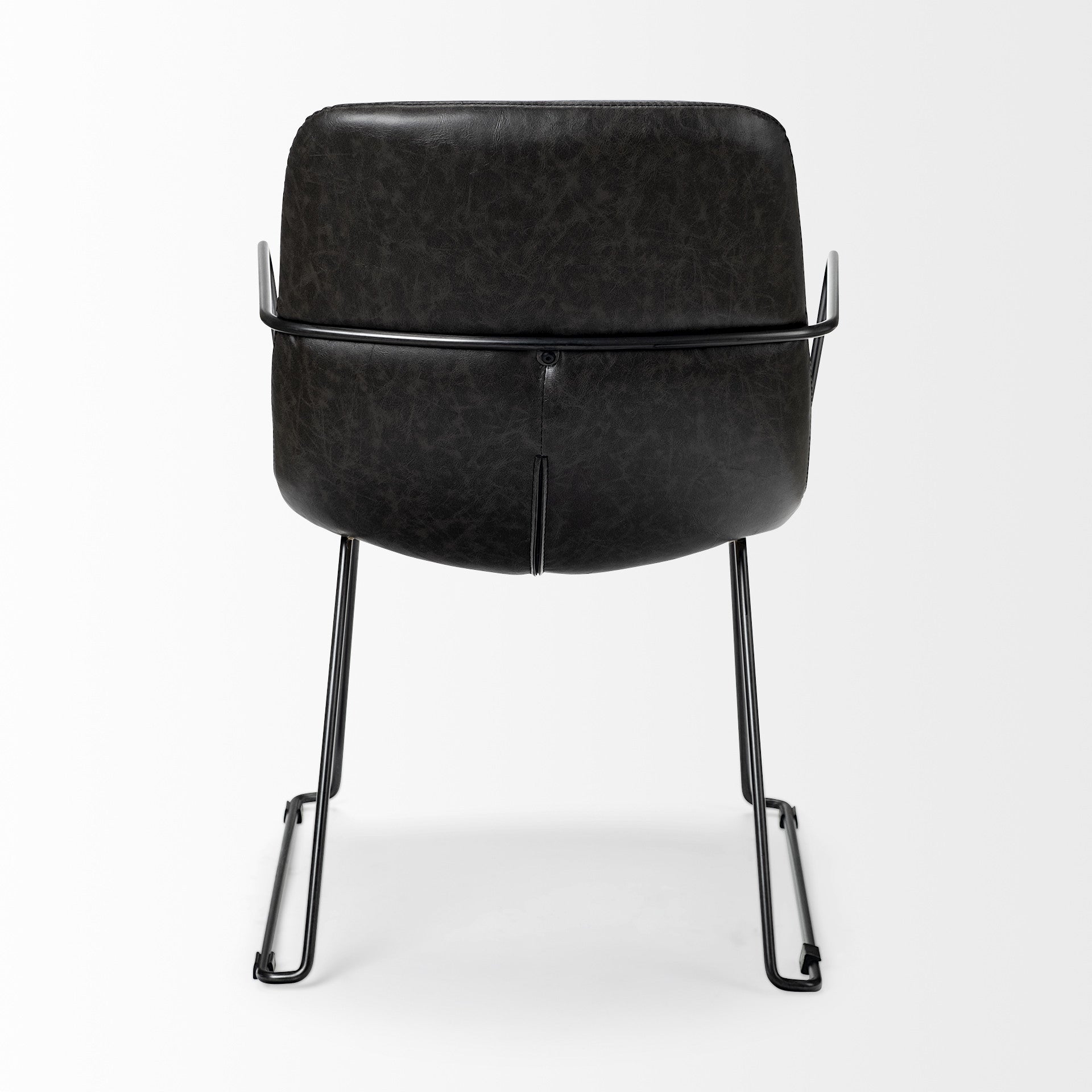 Black Faux Leather With Seat Black Iron Frame Dining Chair By Homeroots | Dining Chairs | Modishstore - 4