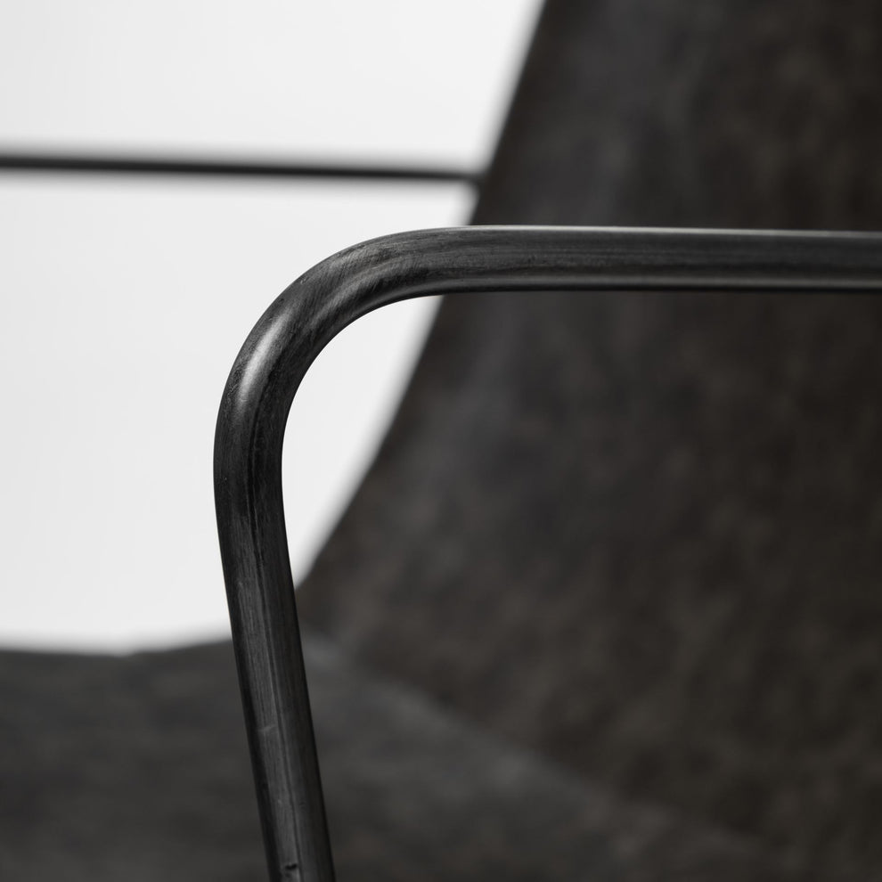 Black Faux Leather With Seat Black Iron Frame Dining Chair By Homeroots | Dining Chairs | Modishstore - 6