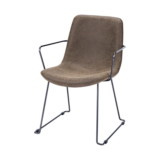 Brown Faux Leather Seat With Black Iron Frame Dining Chair By Homeroots - 380413 | Dining Chairs | Modishstore