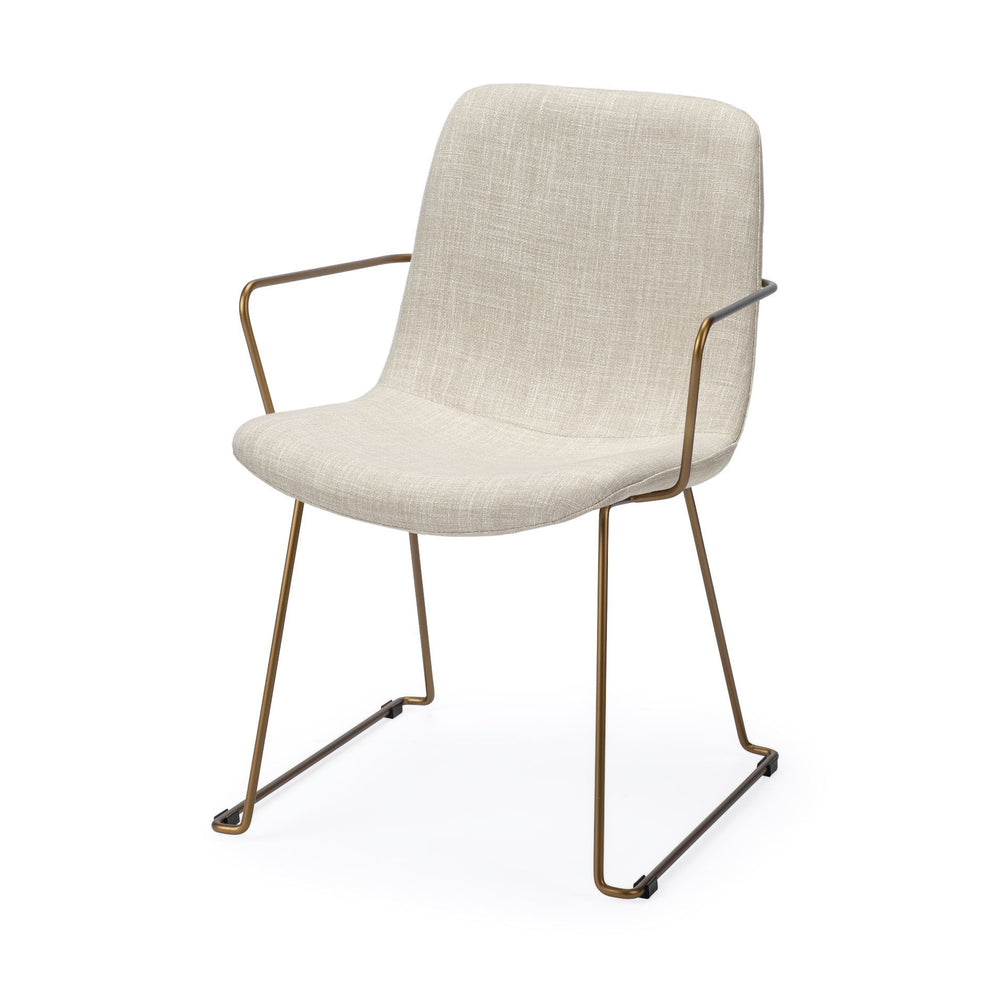 Cream Fabric Wrap With Gold Metal Frame Dining Chair By Homeroots | Dining Chairs | Modishstore - 2