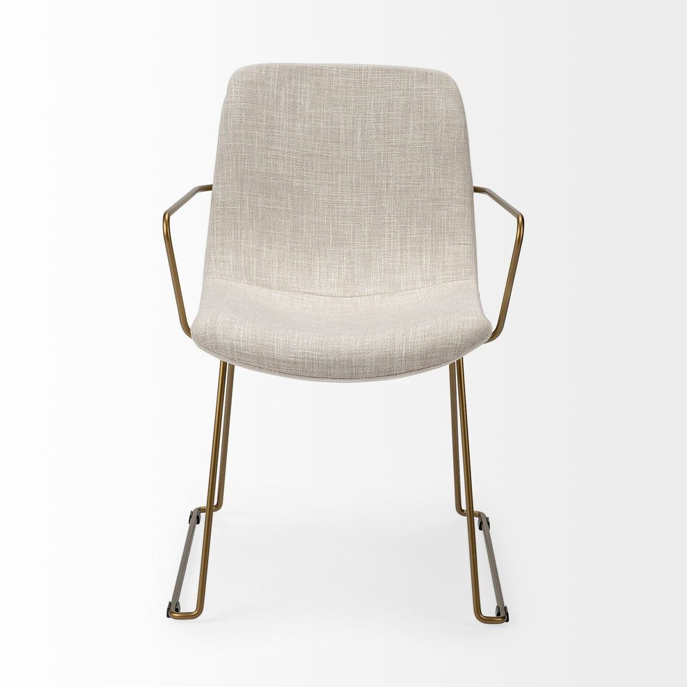 Cream Fabric Wrap With Gold Metal Frame Dining Chair By Homeroots | Dining Chairs | Modishstore - 3