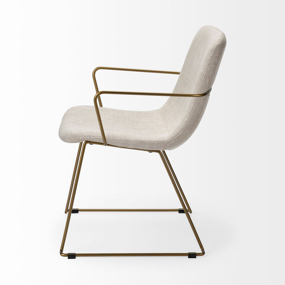Cream Fabric Wrap With Gold Metal Frame Dining Chair By Homeroots | Dining Chairs | Modishstore - 4