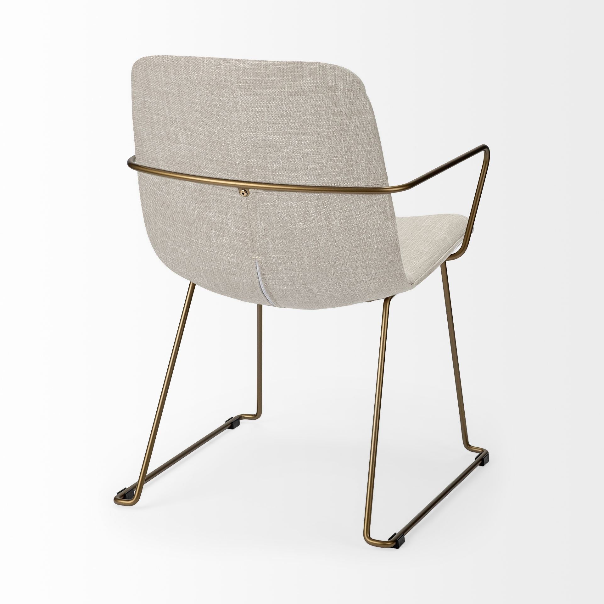 Cream Fabric Wrap With Gold Metal Frame Dining Chair By Homeroots | Dining Chairs | Modishstore - 6