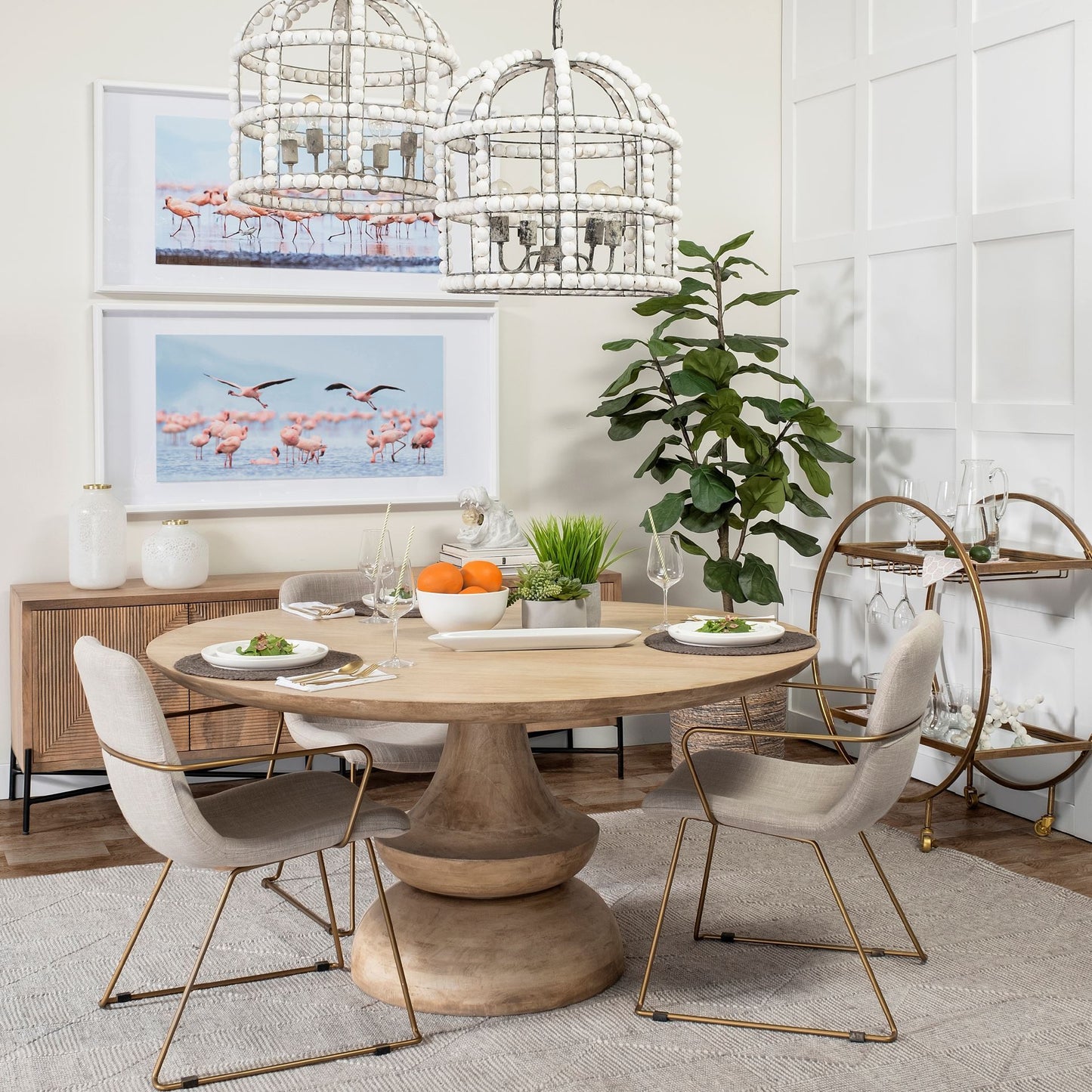 Cream Fabric Wrap With Gold Metal Frame Dining Chair By Homeroots | Dining Chairs | Modishstore