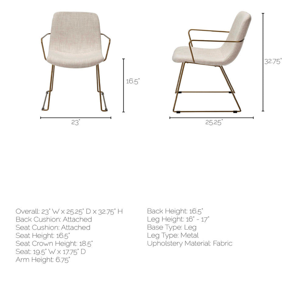 Cream Fabric Wrap With Gold Metal Frame Dining Chair By Homeroots | Dining Chairs | Modishstore - 8