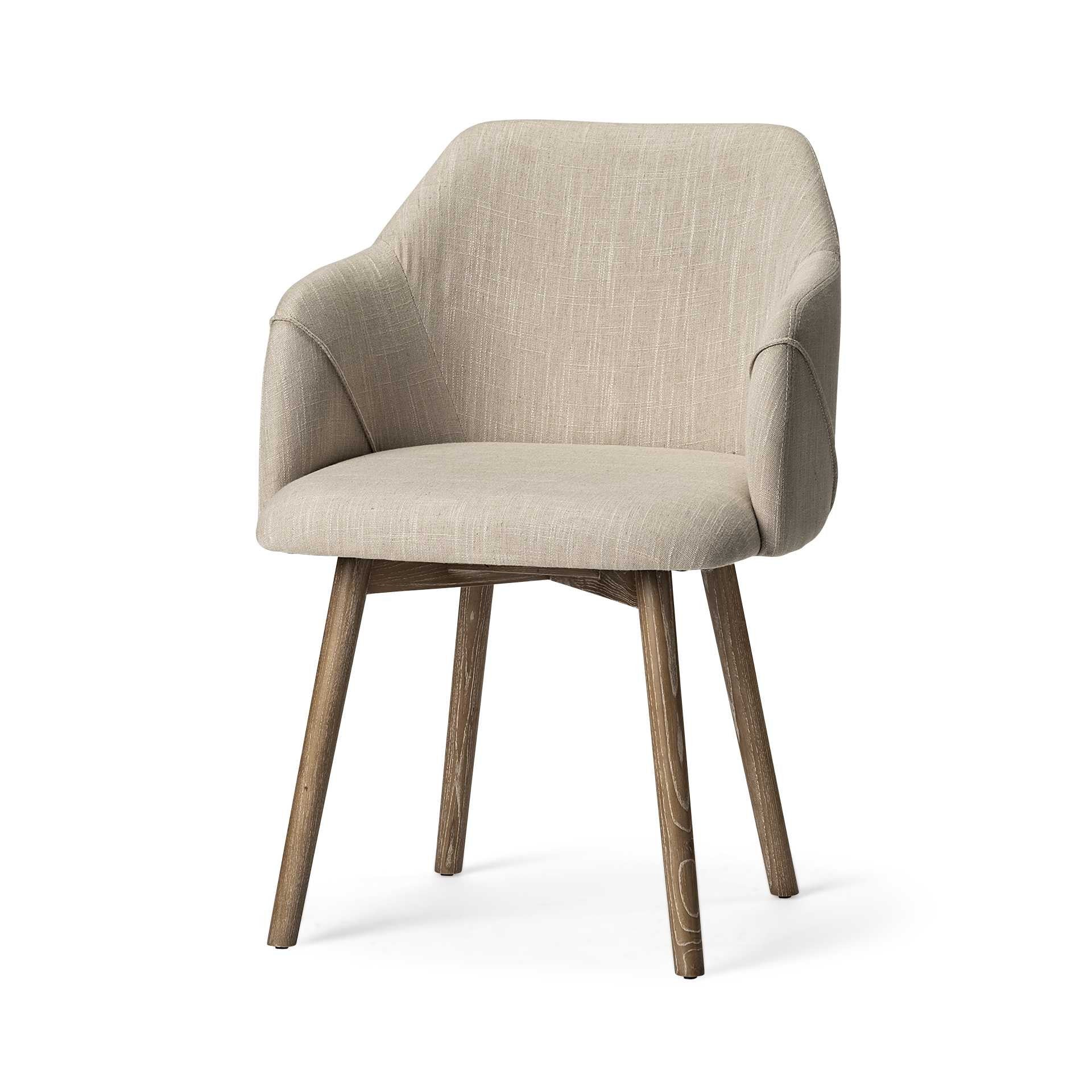 Cream Fabric Wrap With Brown Wooden Base Dining Chair By Homeroots - 380415 | Dining Chairs | Modishstore