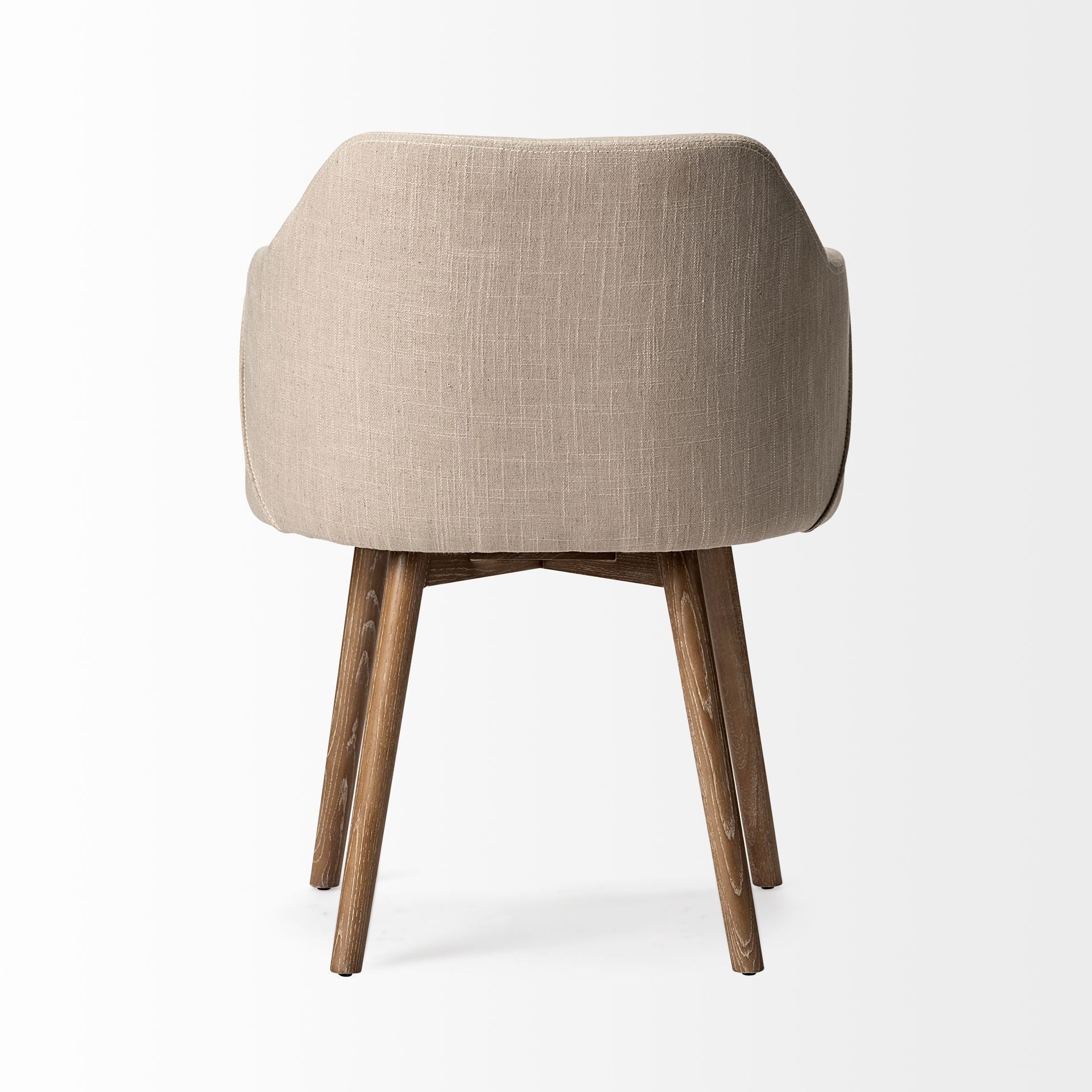 Cream Fabric Wrap With Brown Wooden Base Dining Chair By Homeroots - 380415 | Dining Chairs | Modishstore - 4