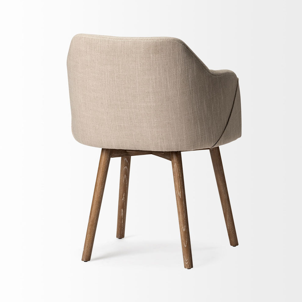 Cream Fabric Wrap With Brown Wooden Base Dining Chair By Homeroots - 380415 | Dining Chairs | Modishstore - 5