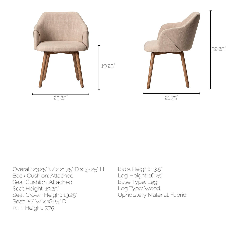 Cream Fabric Wrap With Brown Wooden Base Dining Chair By Homeroots - 380415 | Dining Chairs | Modishstore - 8